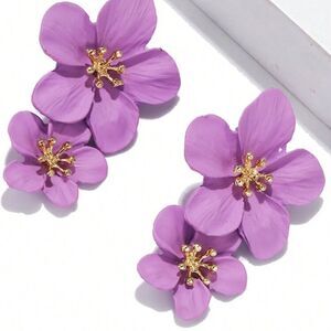 3for$20 1pair Fresh Five-Petal Flower Double Layer Earrings